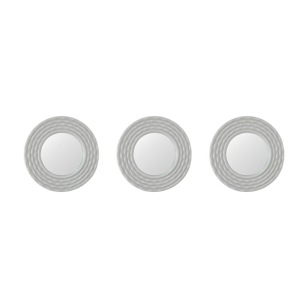 Set de 3 Espejos 25 x 25 x 1.8 cm Color Blanco Diseño Ondulado