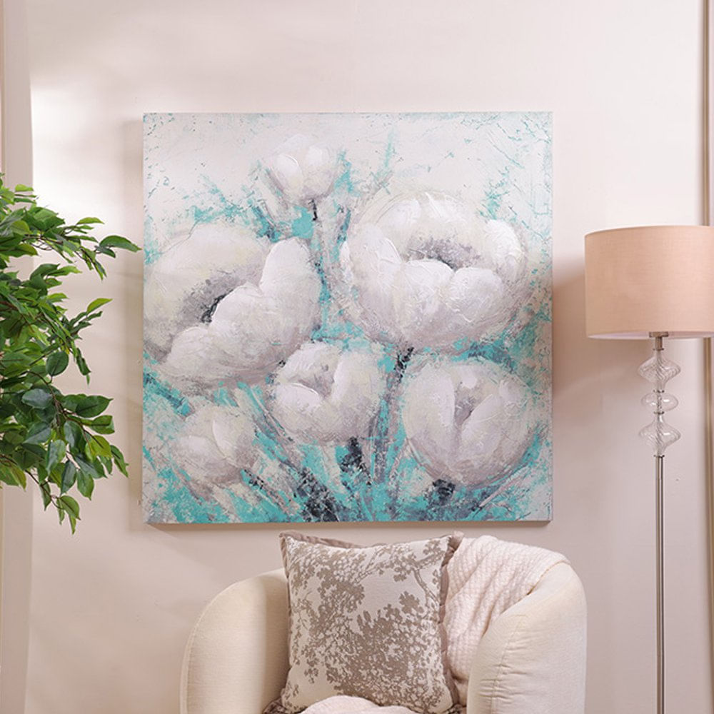 Cuadro Decorativo en Canvas de 100 x 3 x 100 cm Diseño Magnolias Blancas