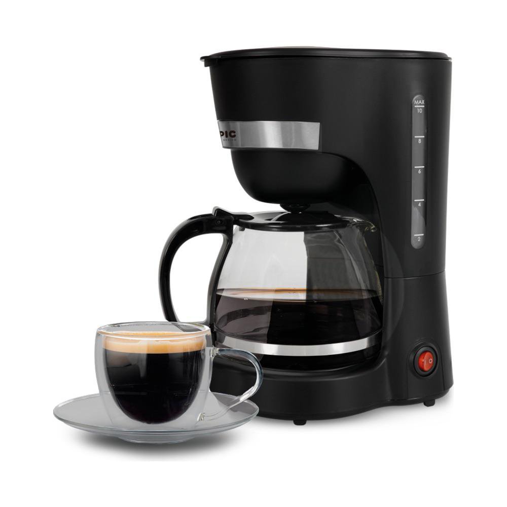 Cafetera de 10 Tazas con Jarra de Vidrio y Filtro Reutilizable Color Negro