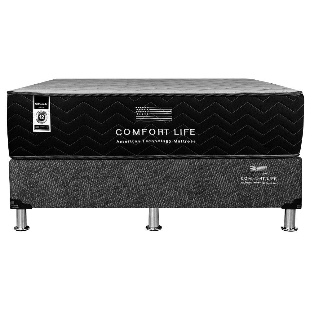 Set de Cama Colchón + Base Tamaño Queen Ortopédica Black