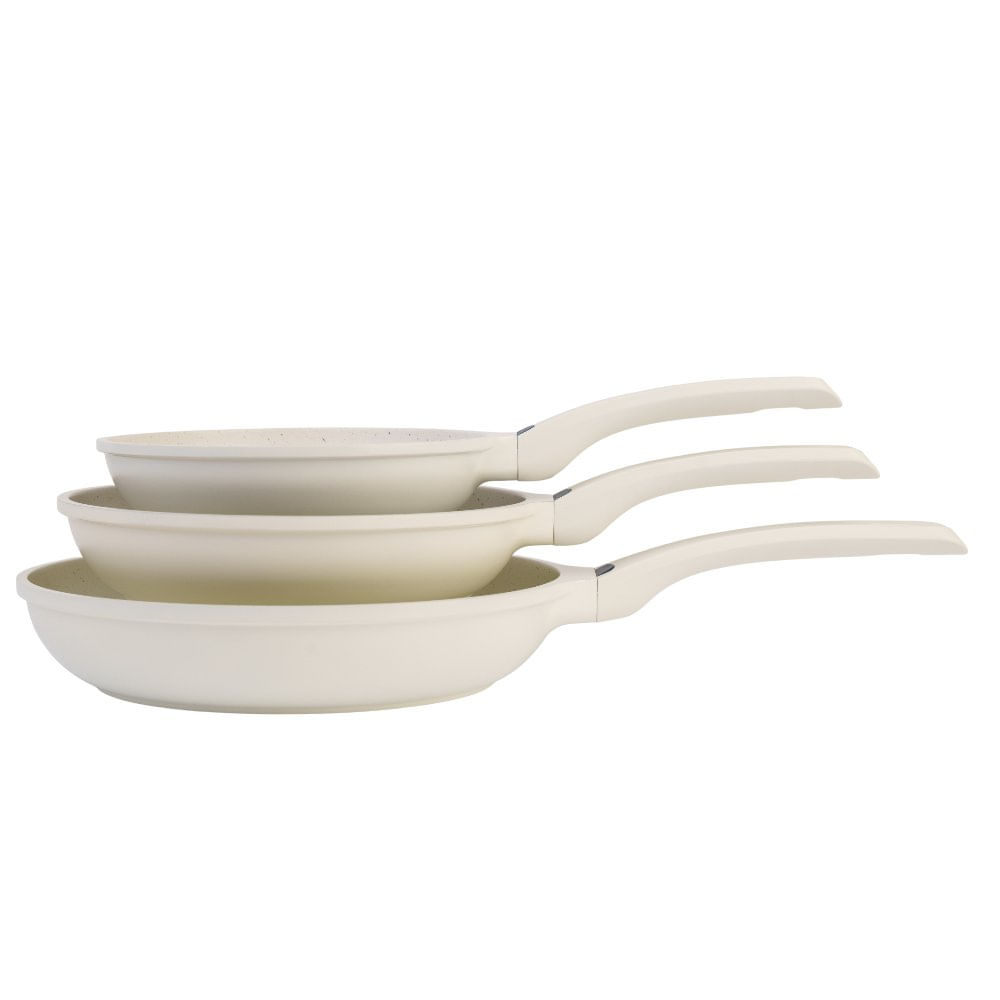 Set de 3 Sartenes Antiadherentes 20 24 y 28 cm Color Blanco