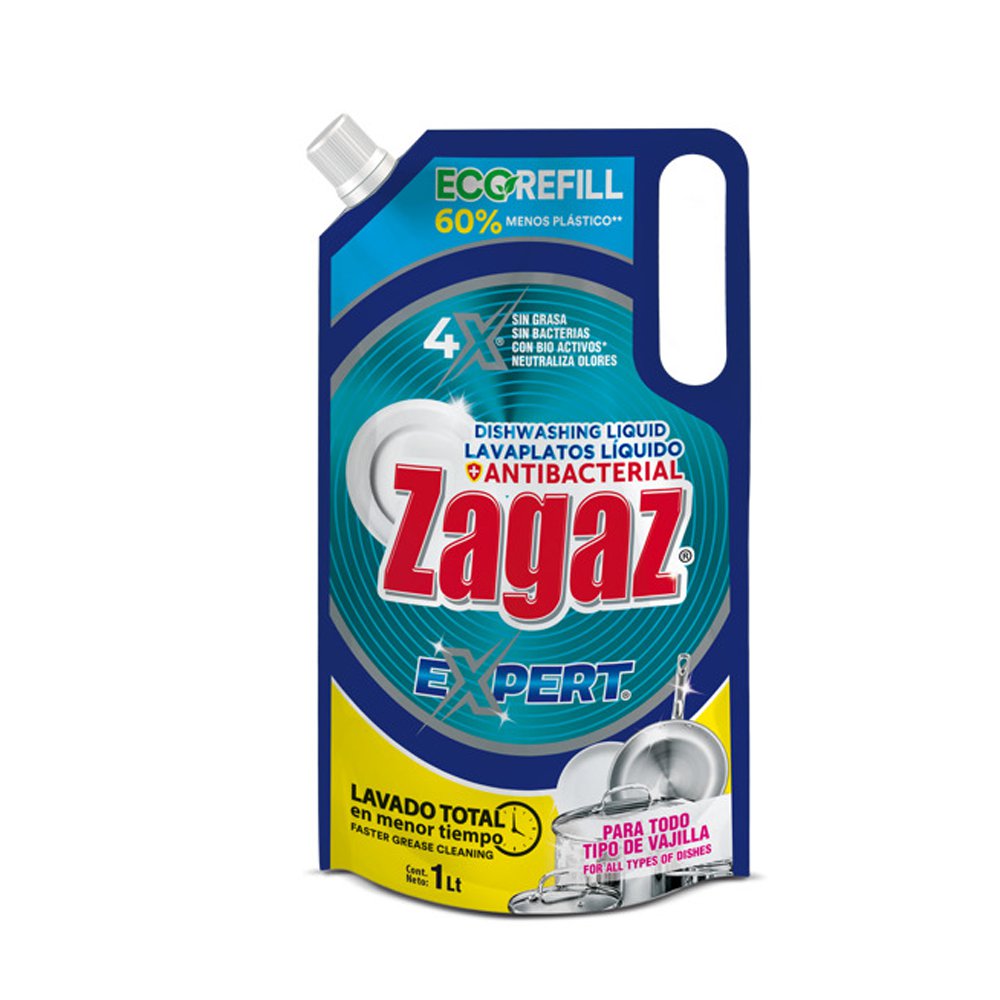 Lavaplatos Líquido Zagaz Expert Antibacterial 1 Litro