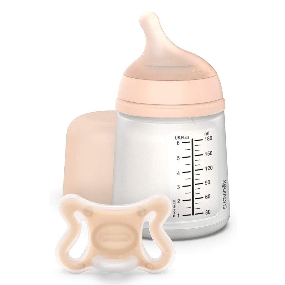 Set de Pacha Zero Zero para Recién Nacido con Pepe de 6 Oz Color Beige Set para Recién Nacido Zero Zero Biberón 180 mL + Chupete