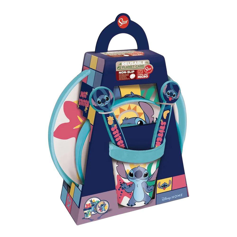 Vajilla Infantil 5 Piezas Diseño Stitch Color Azul