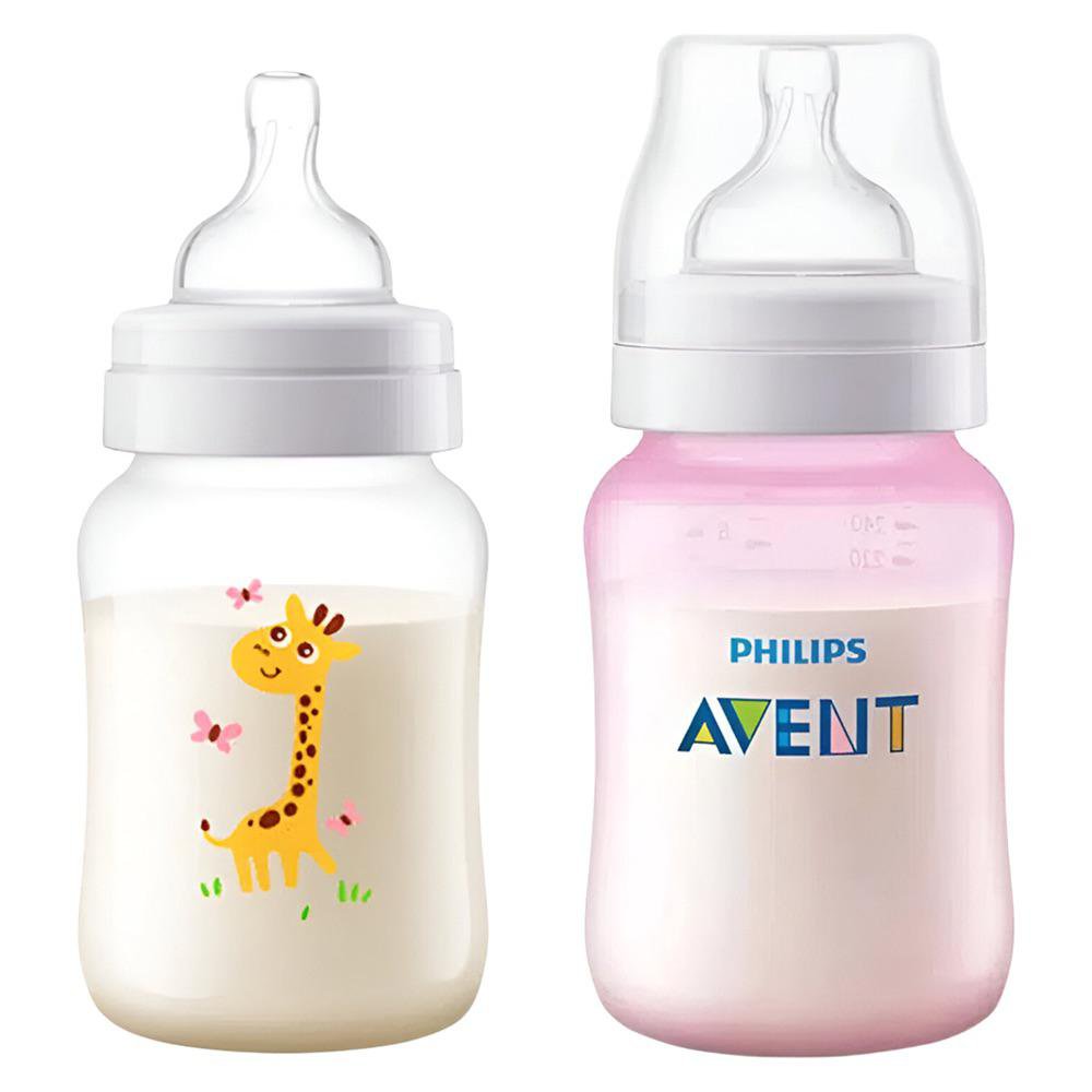 Set de Pachas Philips Anticólicos Diseño de Jirafa de 9 Oz de 2 Piezas Color Rosado Set de…