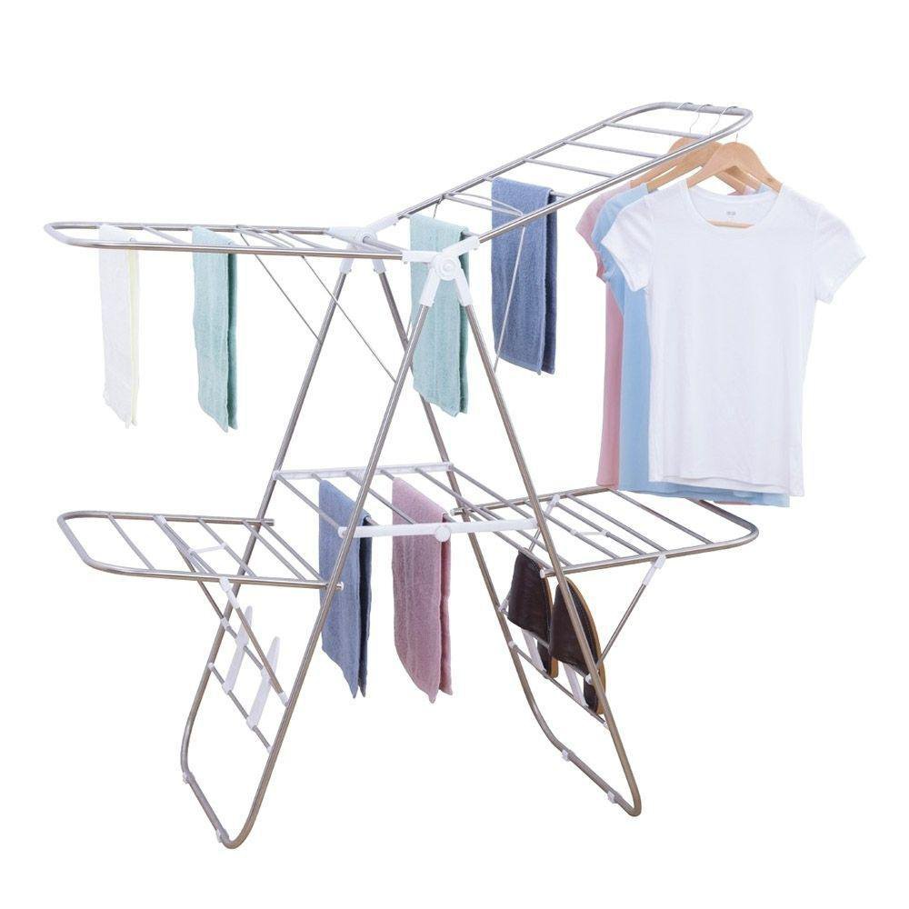 Tendedero Plegable para Ropa 137 x 61 x 114 cm con 2 Niveles