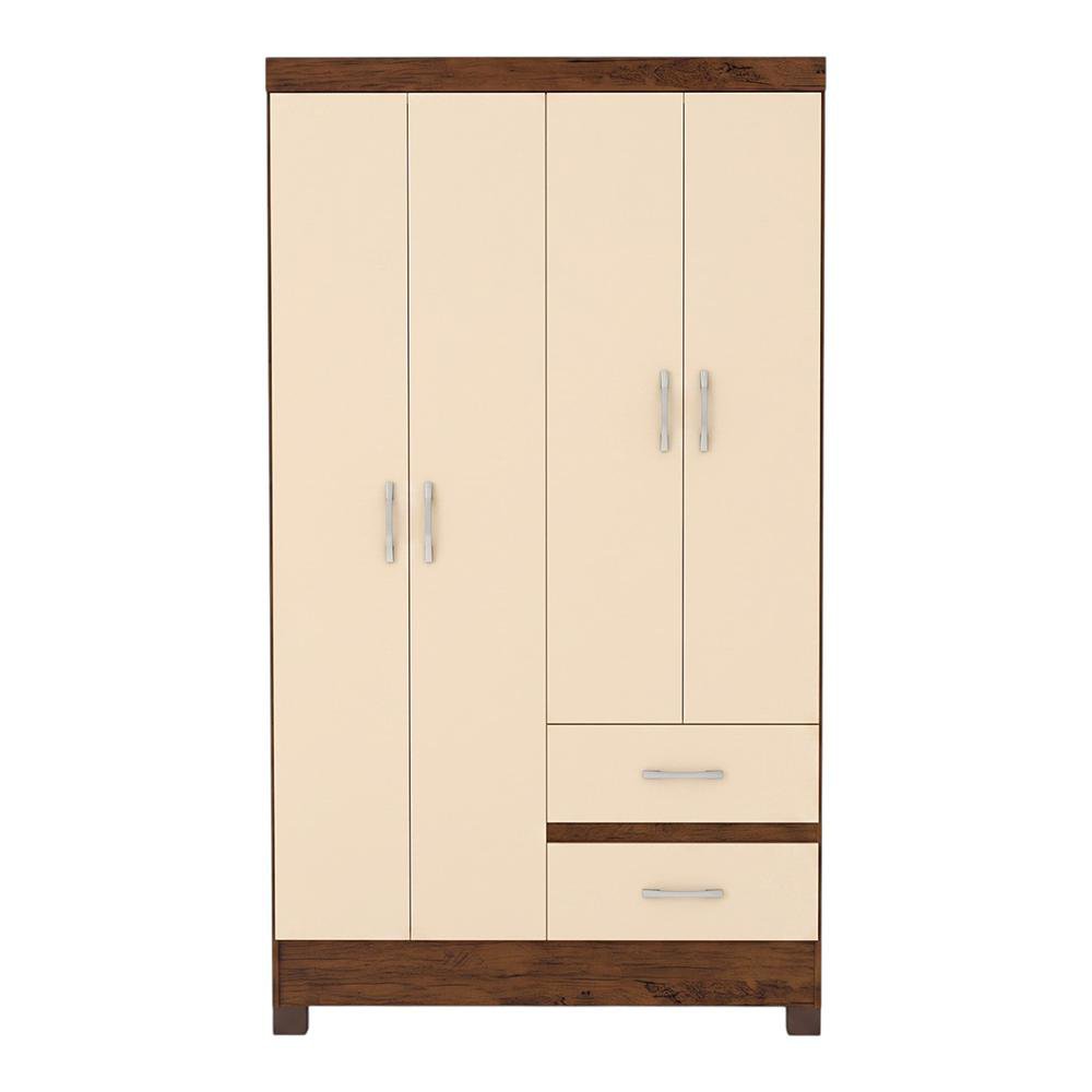Armario Camelia 4 Puertas 2 Gavetas Color Beige y Café