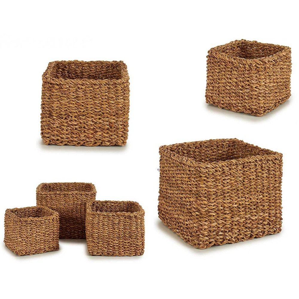 Set de 3 Canastas Cuadradas Decorativas Color Café