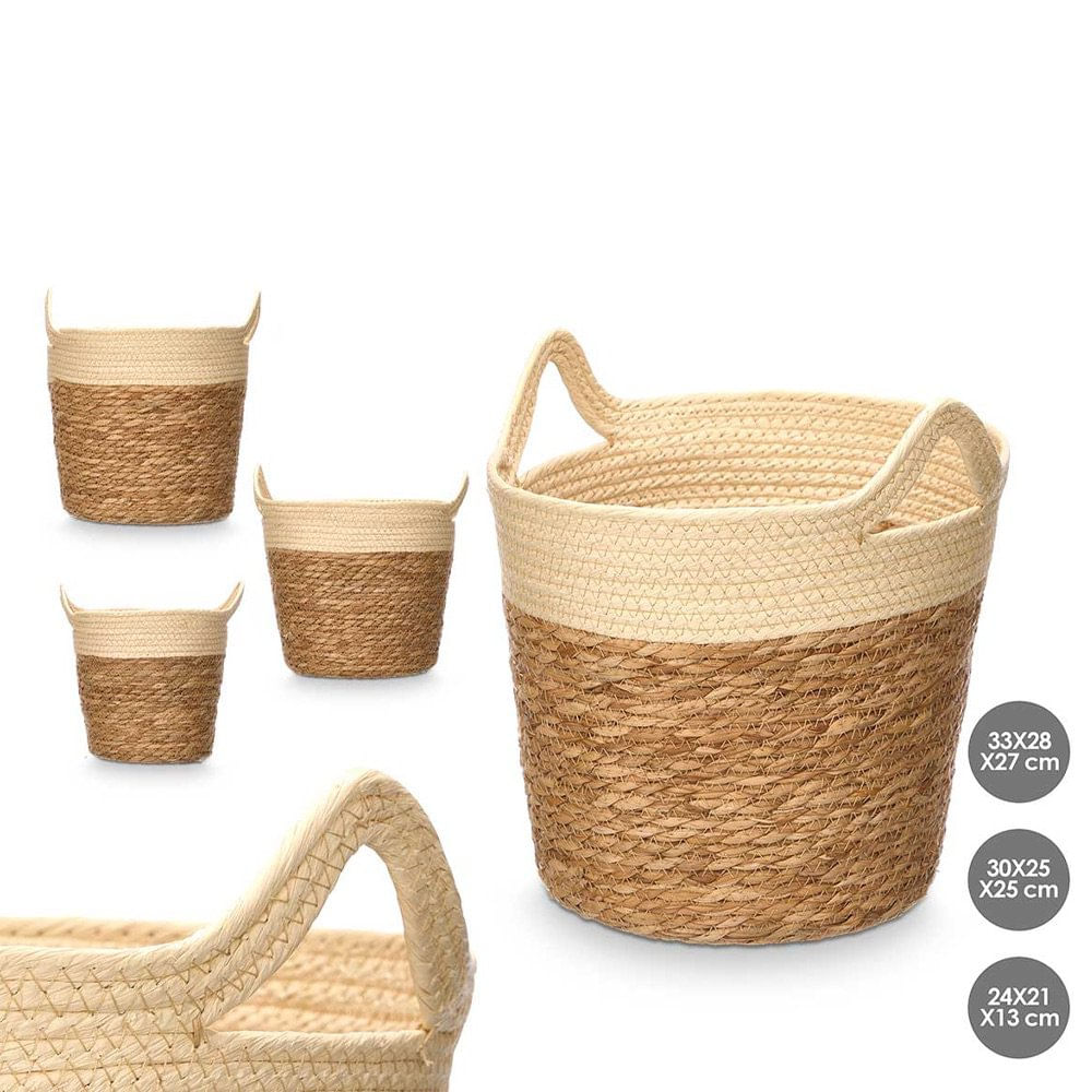 Set de 3 Canastas Redondas 29 cm Color Café Natural