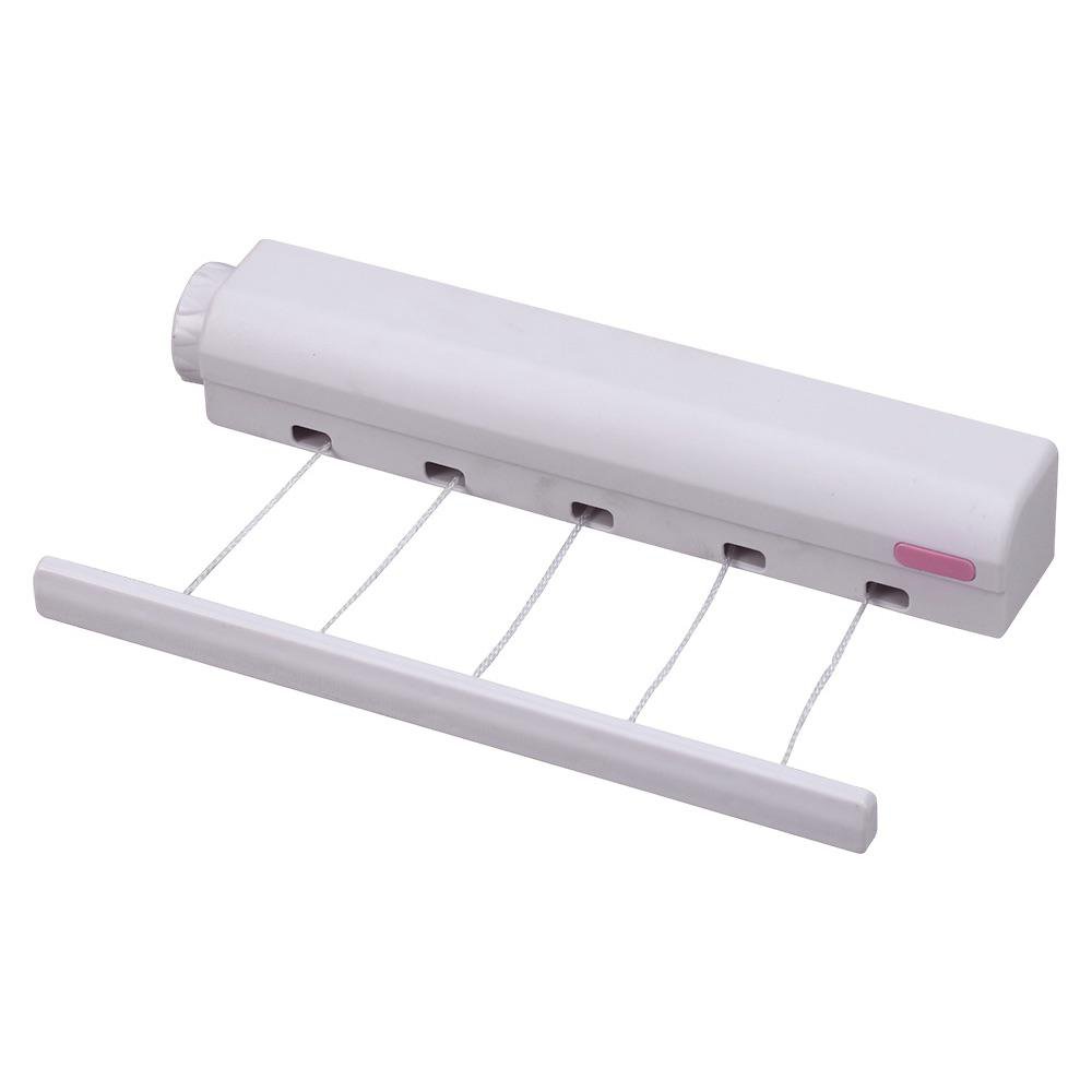 Tendedero Blanco Retráctil de Pared con 5 Cuerdas