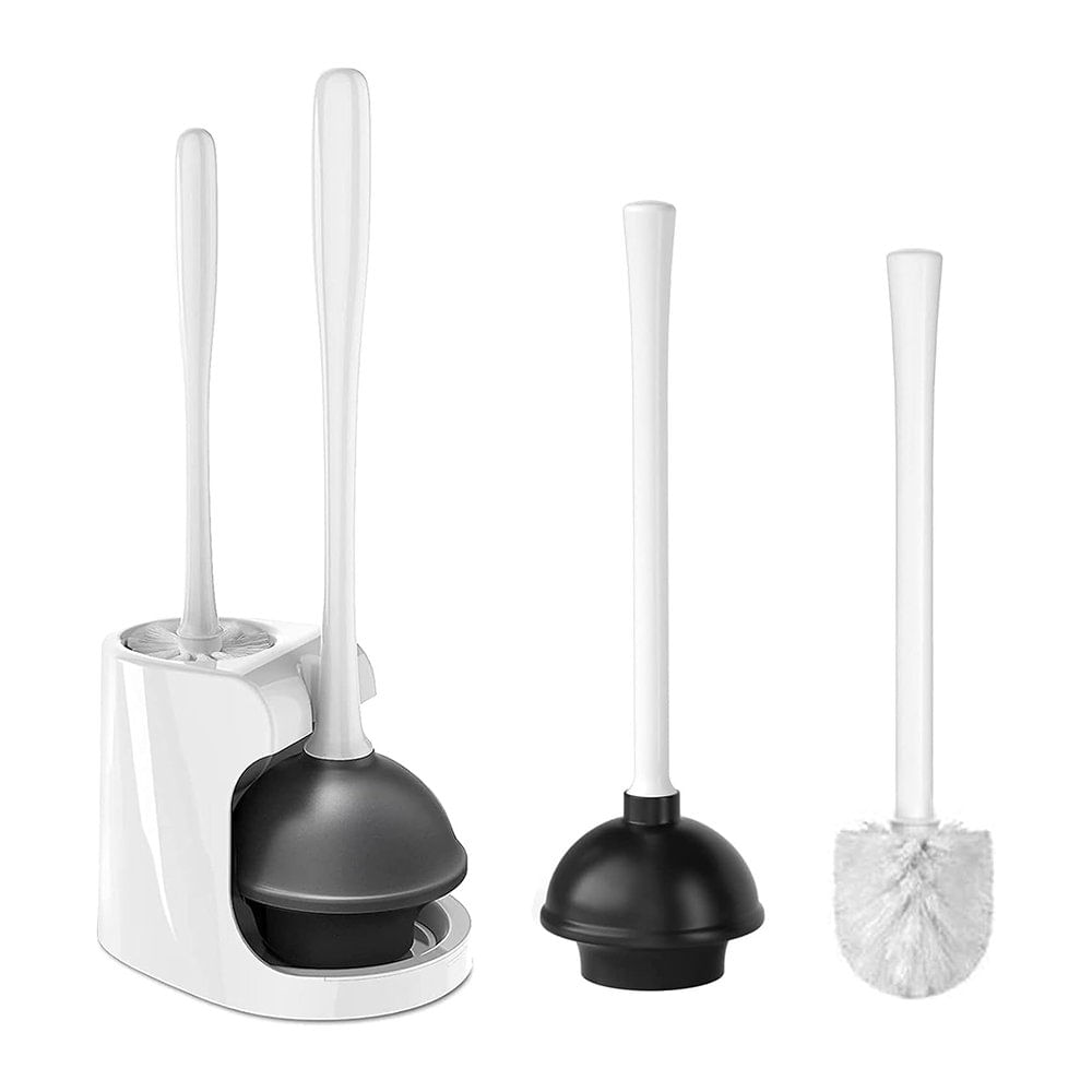 Set para Sanitario 2 en 1 Destapacaño y Cepillo con Base y Compartimentos Separados
