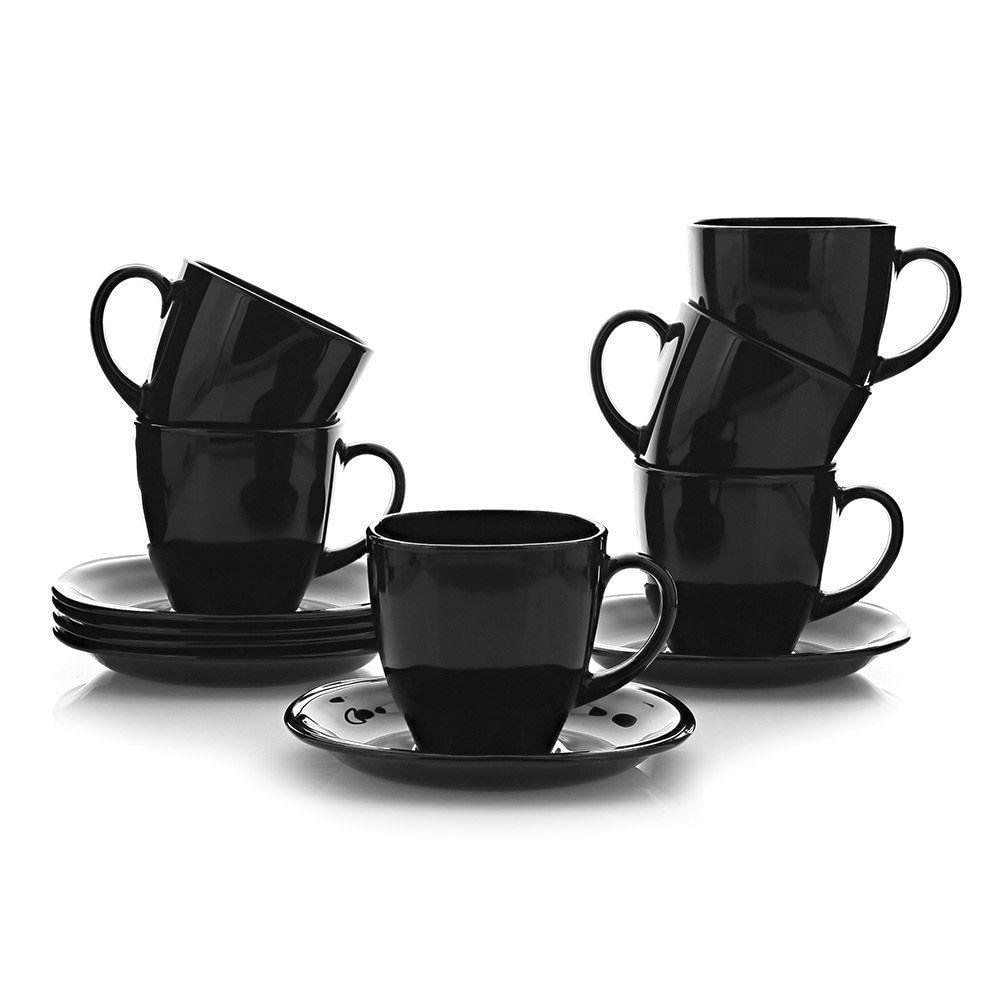 Set 6 Tazas con Porcelana - Varios Colores Negro