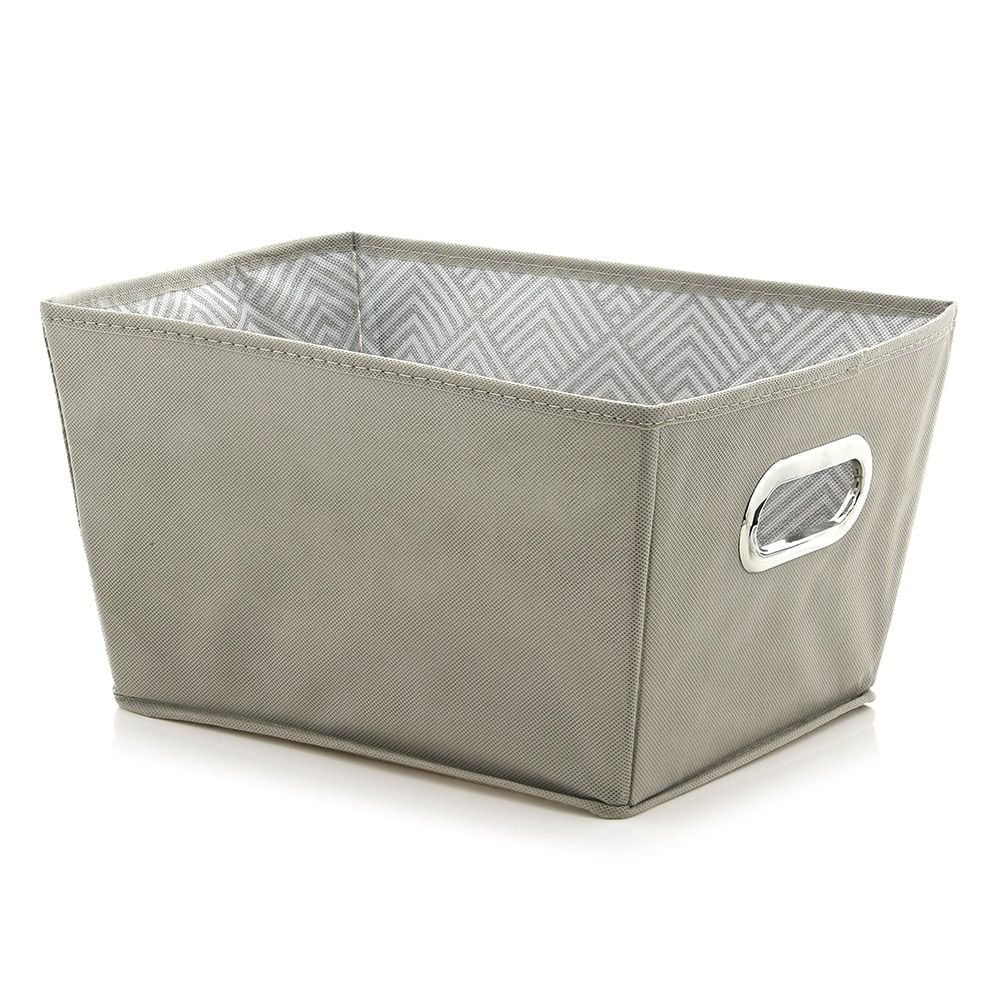 Canasta Organizadora de Tela Gris con Blanco 33 x 25.5 x 19 cm Canasta Organizadora de Tel…