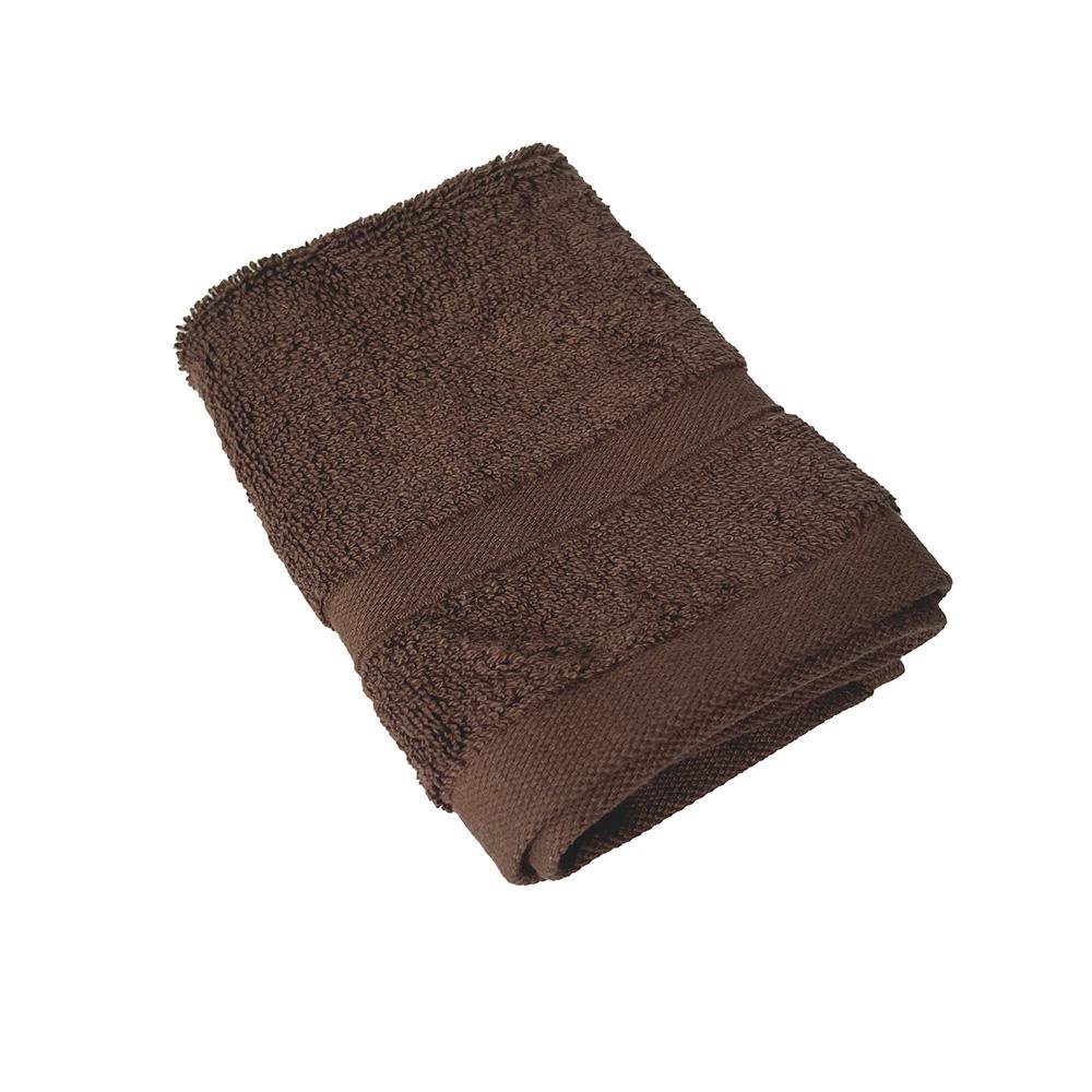 Toalla de Algodón Lisa con Bordes Decorativos Color Chocolate - Varios Tamaños Facial