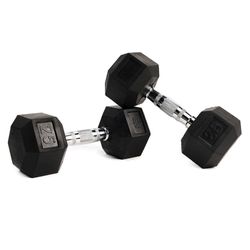 Set De 2 Mancuernas Hexagonales De Caucho 25 Lbs