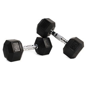 Set De 2 Mancuernas Hexagonales De Caucho 25 Lbs