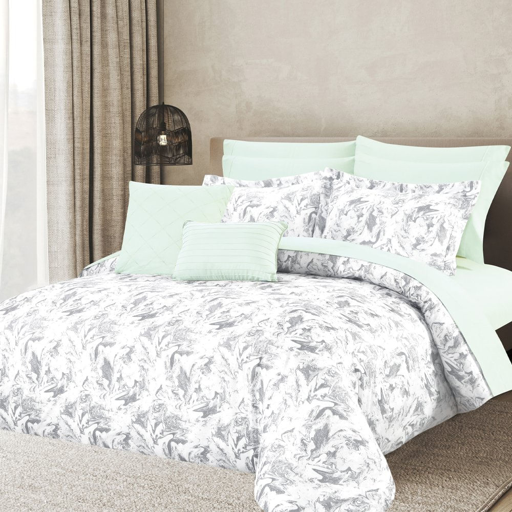 Set de Edredón Marble Ivory 11 Pzas - Varios Tamaños King