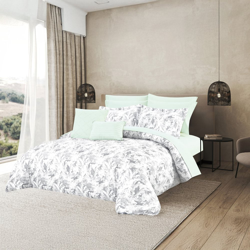 Set de Edredón Marble Ivory 11 Pzas - Varios Tamaños Queen