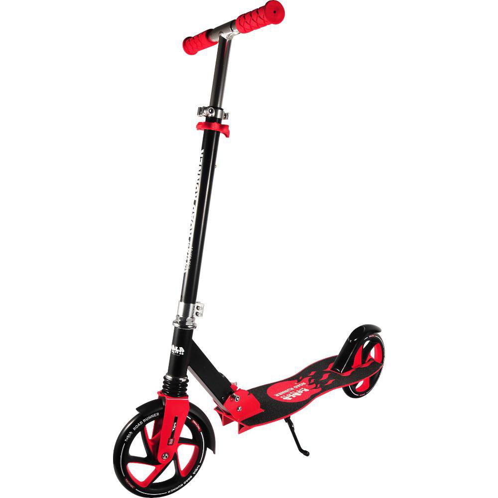 Monopatín de 2 Ruedas con T-bar Ajustable Plegable Color Rojo y Negro Monopatín Plegable c…