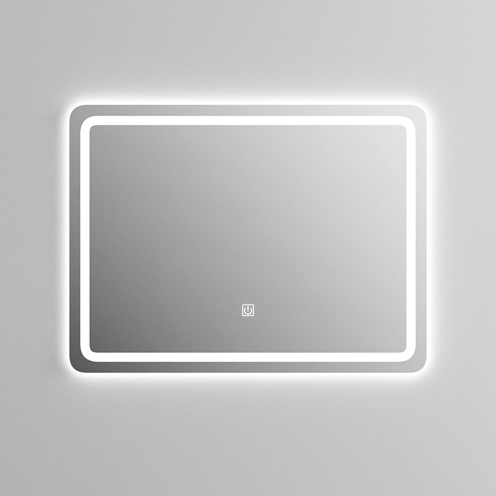Espejo LED Rectangular 80x60 Cm con Botón Táctil y Resistencia a la Humedad para Baño