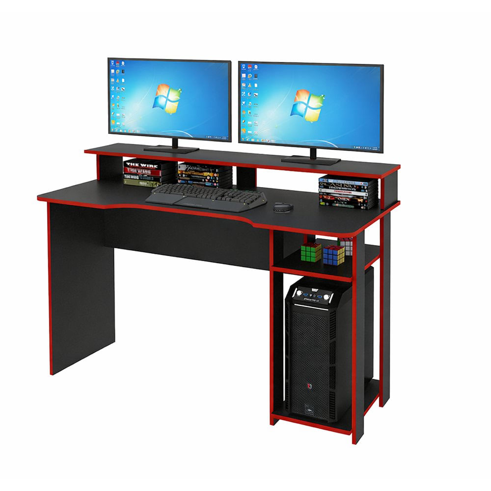 Escritorio Gamer Negro con Rojo 136 x 60 x 89.5 cm
