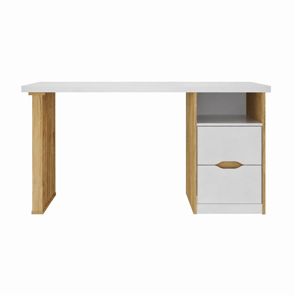 Escritorio Florence de MDF Blanco con Cajones Café de 142 x 67 x 74 cm