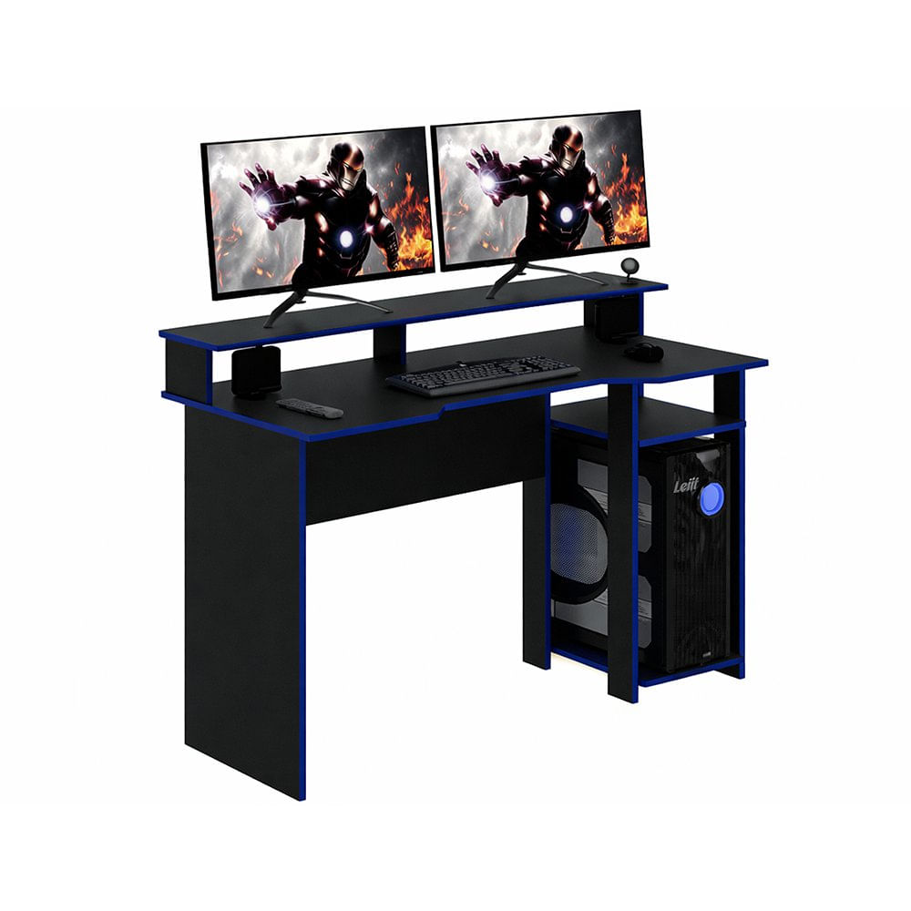 Escritorio Gamer Negro con Azul 136 x 60 x 89.5 cm