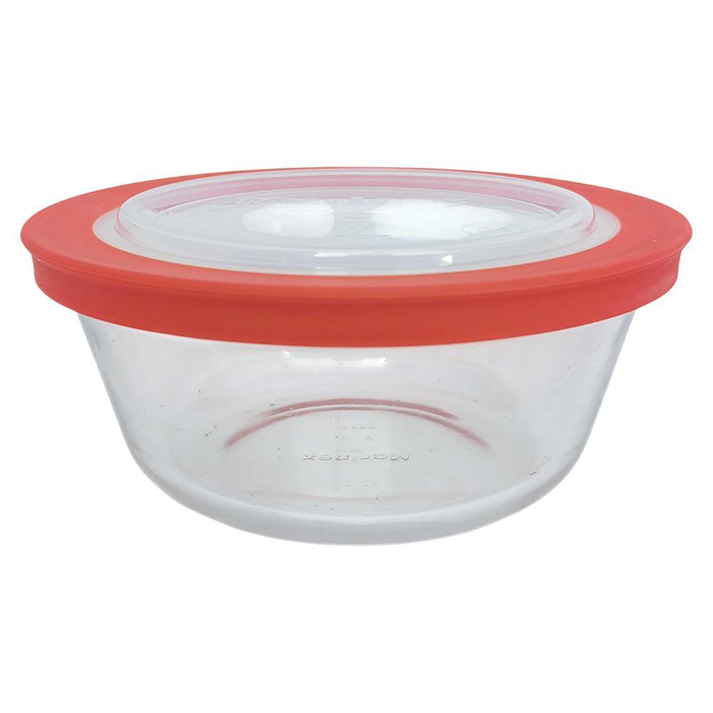 Recipiente Redondo de 600 ml para Comida con Tapadera Color Rojo