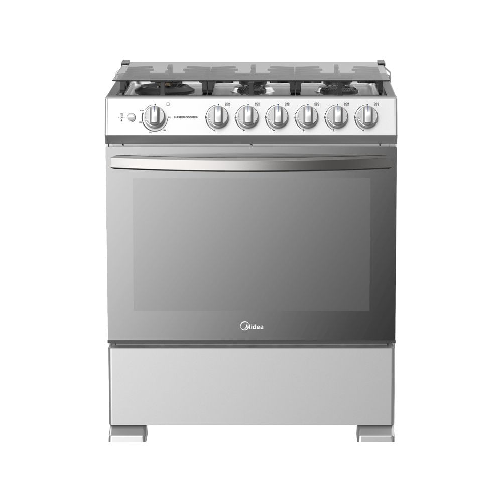 Estufa a Gas de 30 plg con 6 Quemadores Color Gris