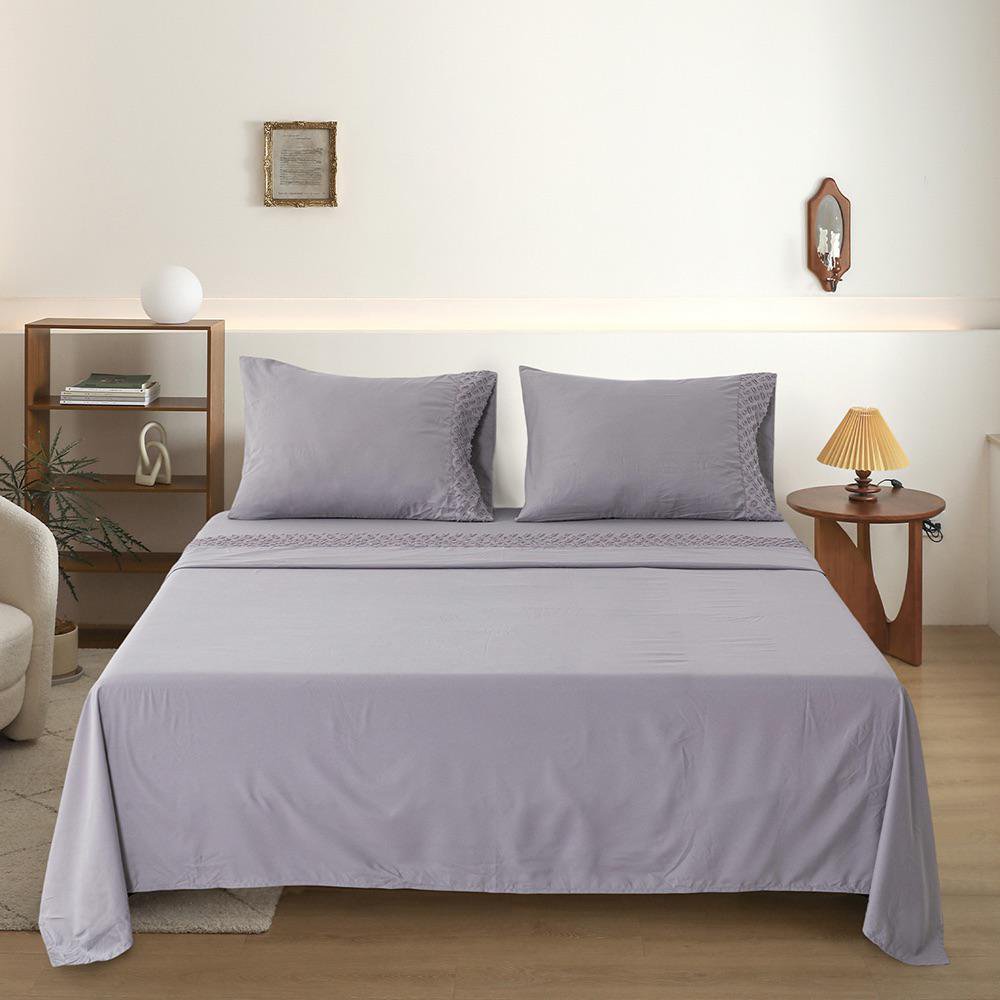 Set de Sábanas Queen de Poliéster 85 GSM Color Gris Set de Sábanas de 85 GSM Tamaño Queen…