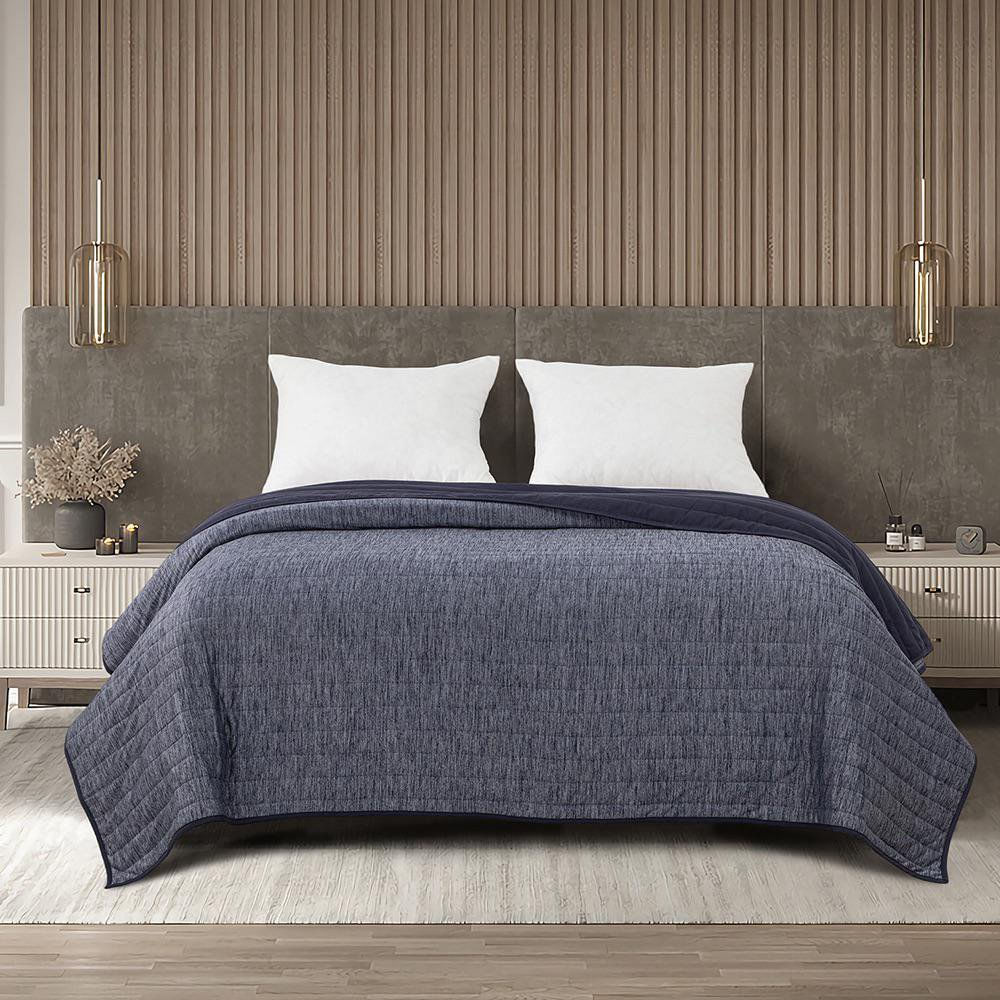 Frazada Queen Color Gris y Azul