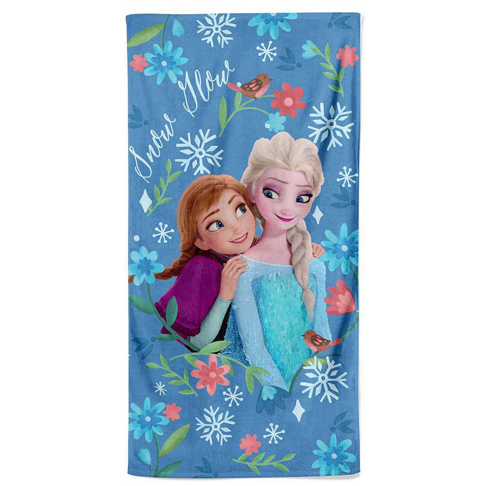 Toalla Infantil de Algodón 119 x 64 cm Diseño Frozen Anna y Elsa