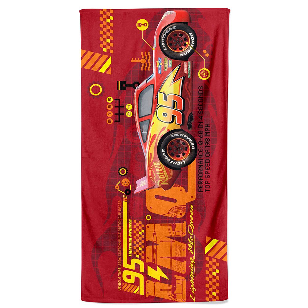 Toalla Infantil Diseño Rayo McQueen 119x64 Cm para Playa, Piscina o Baño