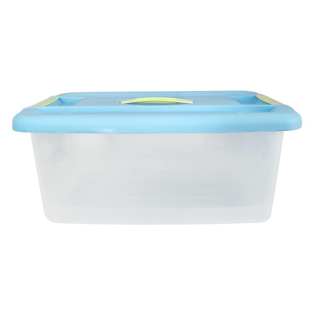 Caja Organizadora Click 16 L Color Celeste con Verde