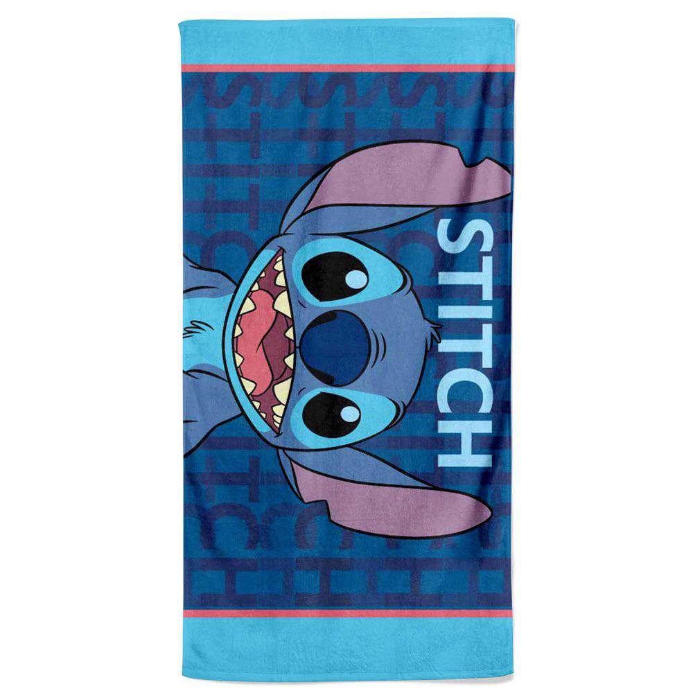 Toalla Infantil de Poliéster 119 x 64 cm Diseño Stitch con Fondo Azul