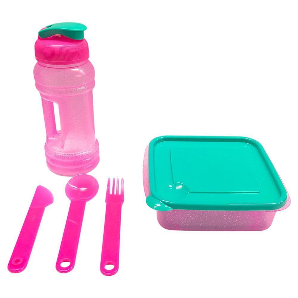 Set de Plato Cuadrado de 3.5 Tazas con Cubiertos y Pachón Multicolor