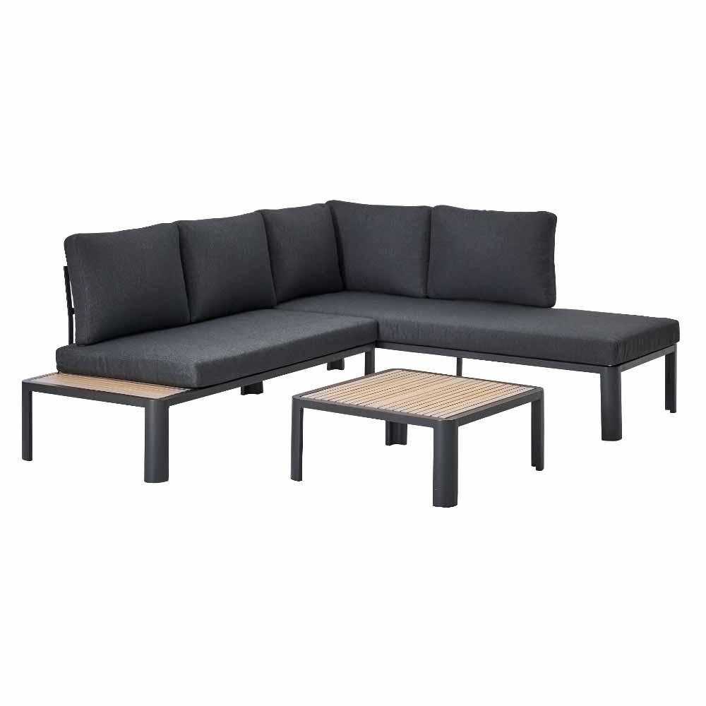 Set de Muebles Esquinero Olea de Aluminio para 4 Personas Color Gris