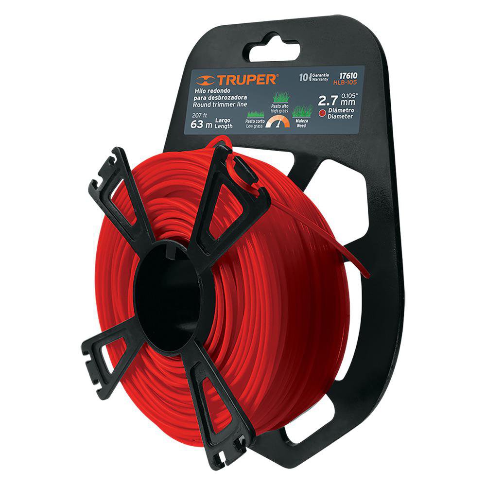 Hilo Redondo para Desbrozadora 2.7 mm x 63 Metros con Carrete Color Rojo