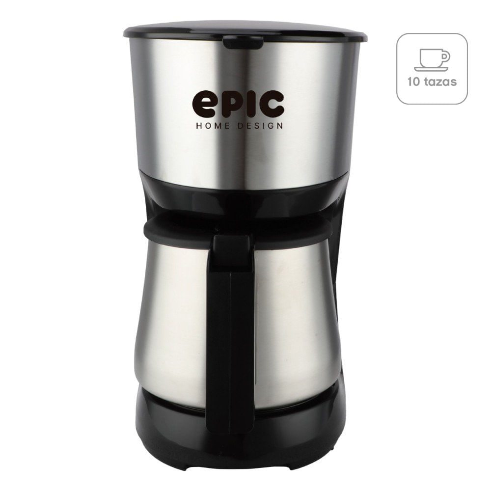 Cafetera con Jarra de Acero Inoxidable para 10 Tazas Color Plateado