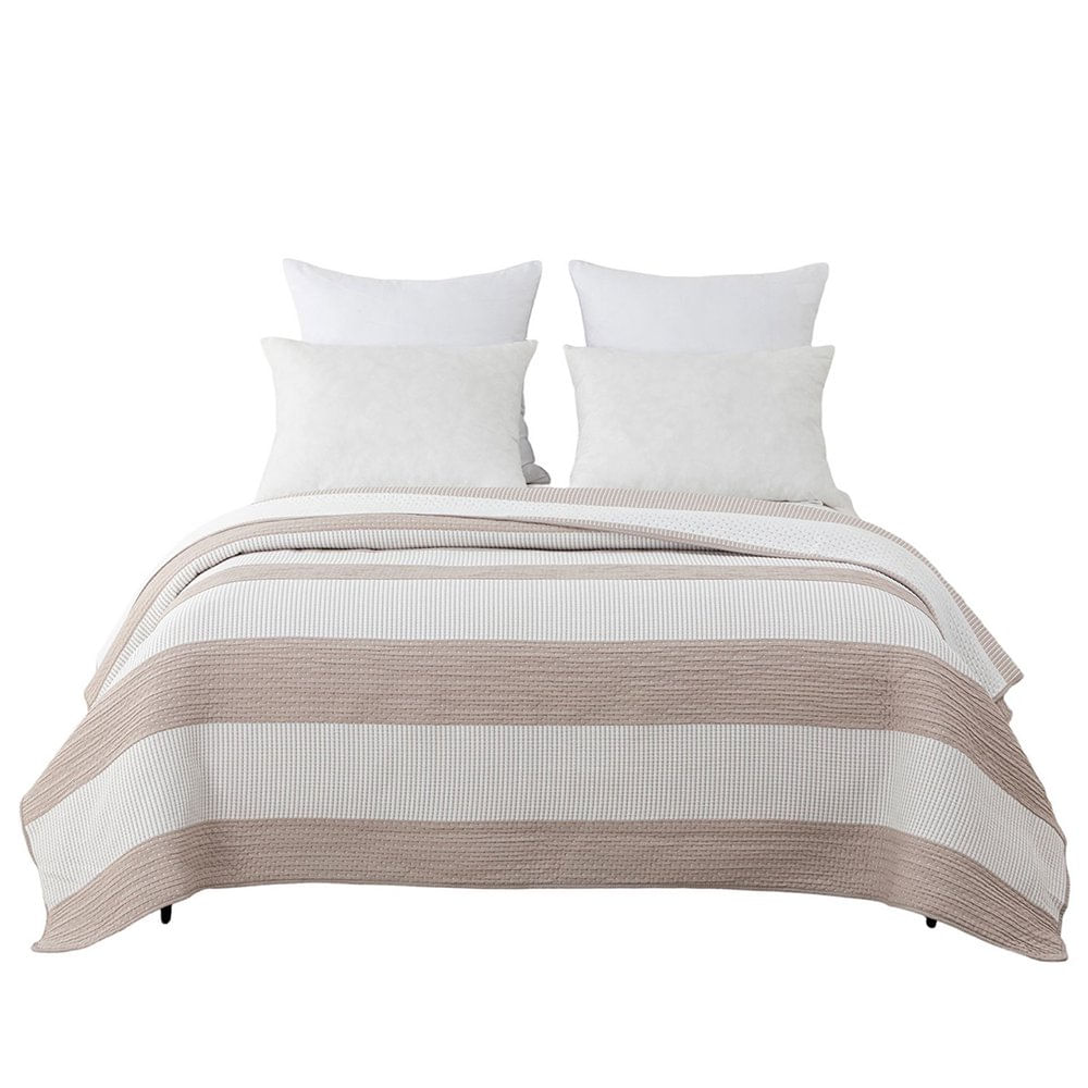 Frazada Queen Color Taupe Diseño Estampado Reversible
