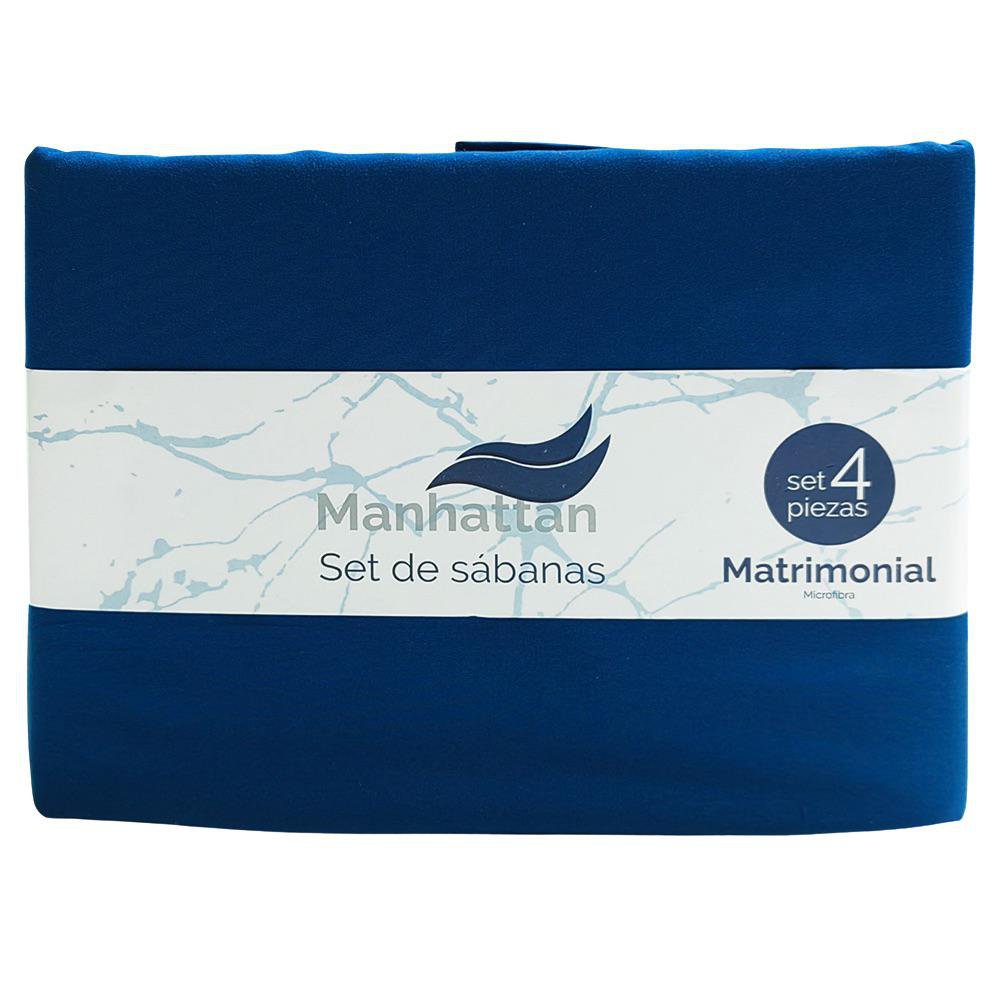 Set de Sábanas para Cama Color Azul Navy - Varios Tamaños Matrimonial
