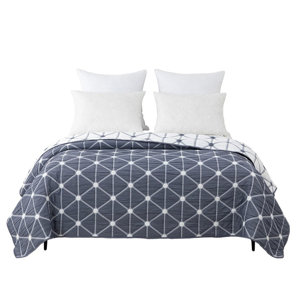 Frazada Estampada Reversible Queen Color Gris Frazada Queen Color Gris Diseño Estampado Re…