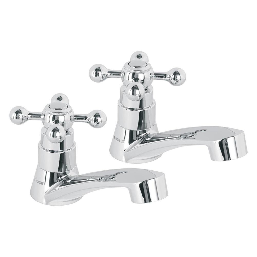 Juego de 2 Grifos para Baño Sencillos Foset Basic con Llave Cruceta