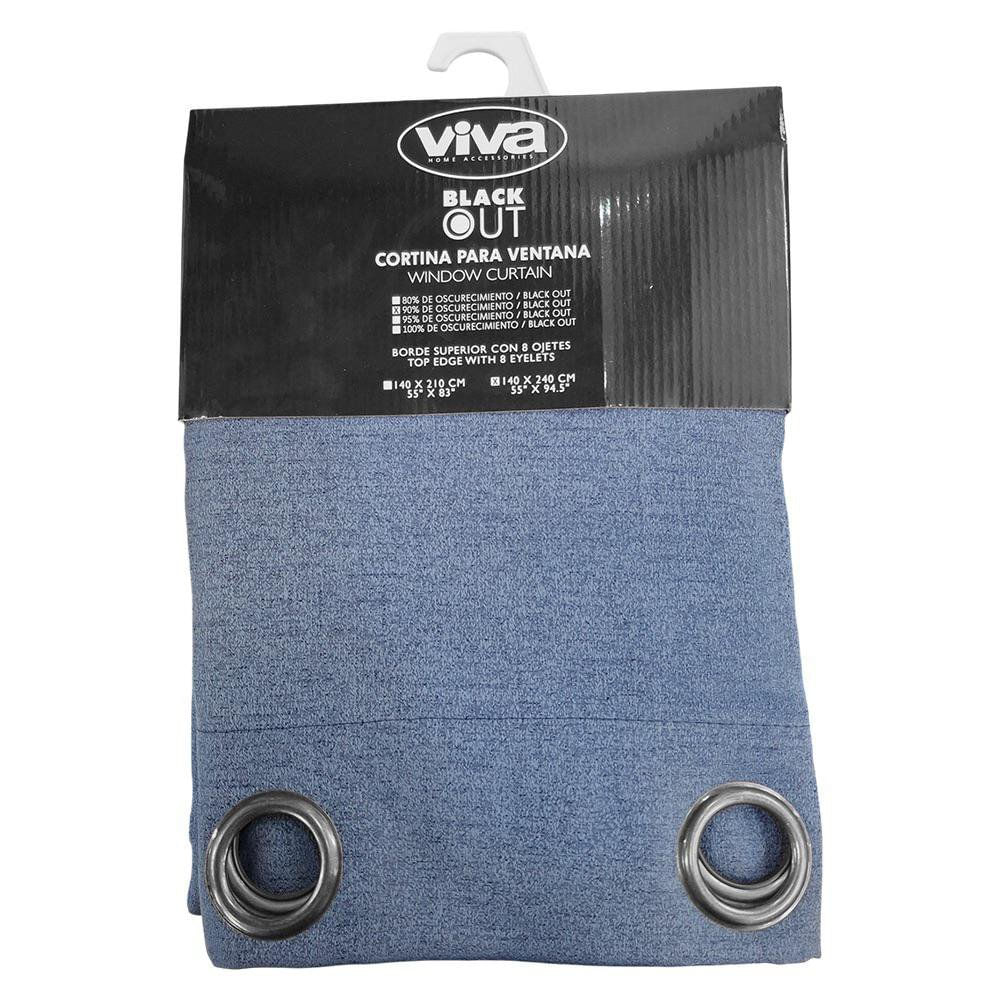 Cortina 140 x 240 cm Jacquard Blackout Color Azul