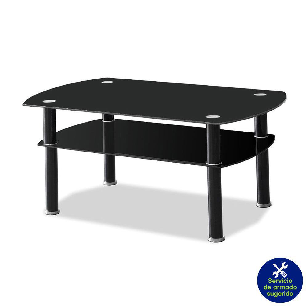 Mesa de Centro de Vidrio 110 x 60 cm Color Negro