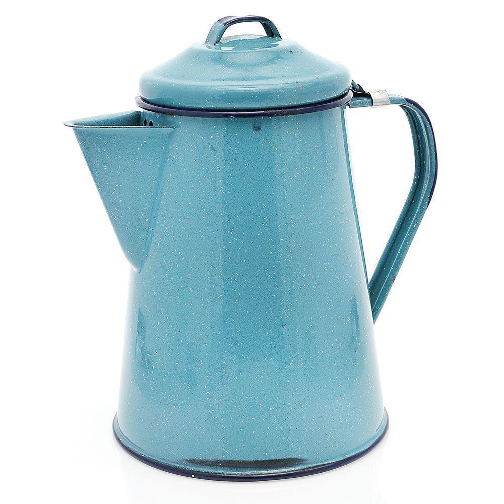 Cafetera Percoladora de 2 L de Peltre Esmaltado Color Turquesa