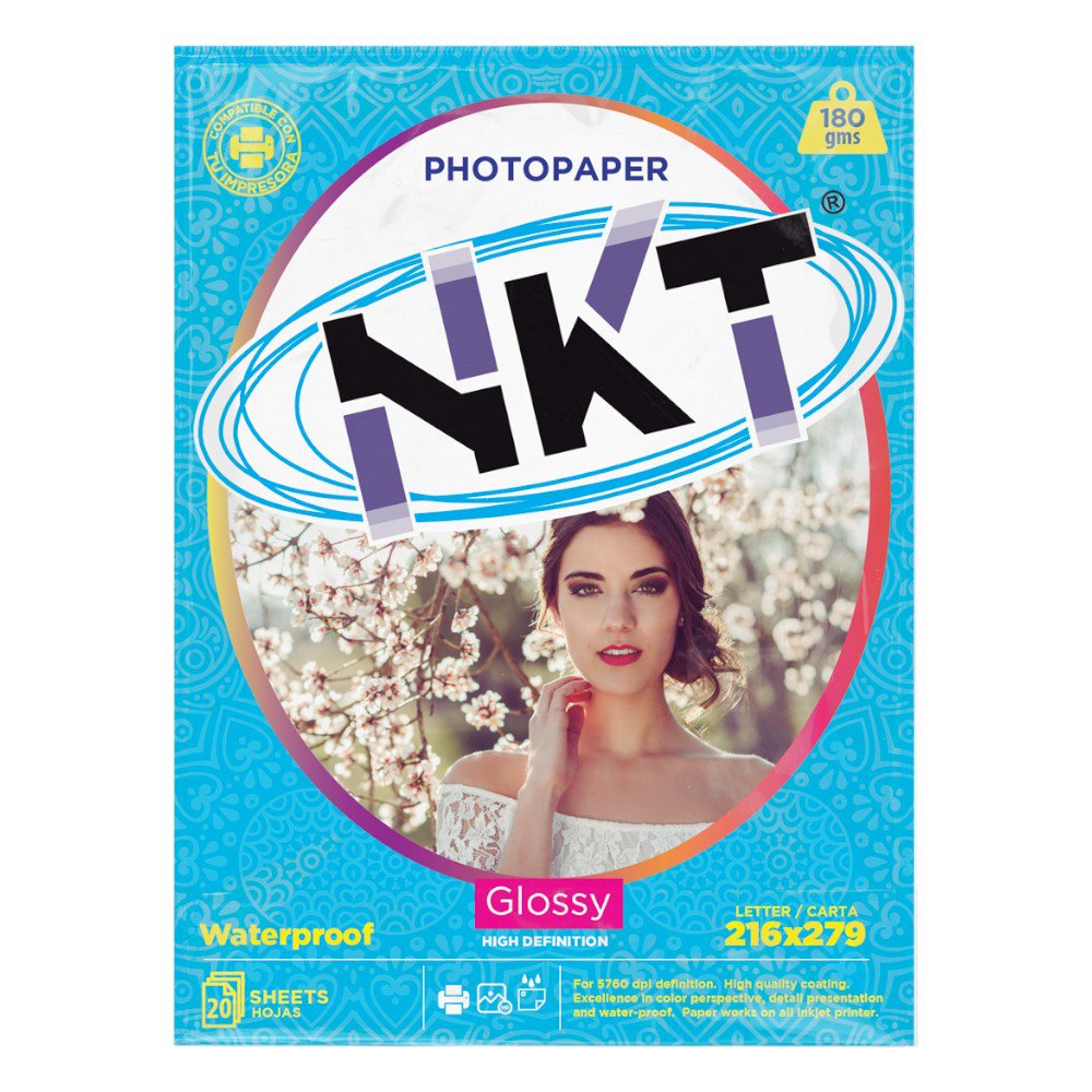 Papel Fotográfico Glossy de 180 g Tamaño Carta de 20 Hojas en Paquete de 3 Uds