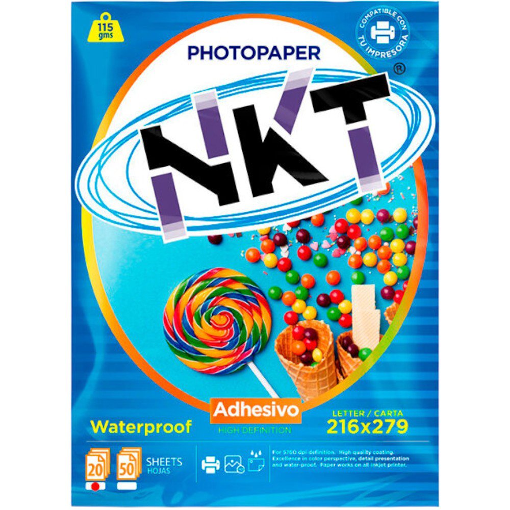 Papel Adhesivo Glossy de 115 G Tamaño Carta de 20 Hojas en Paquete de 3 Uds