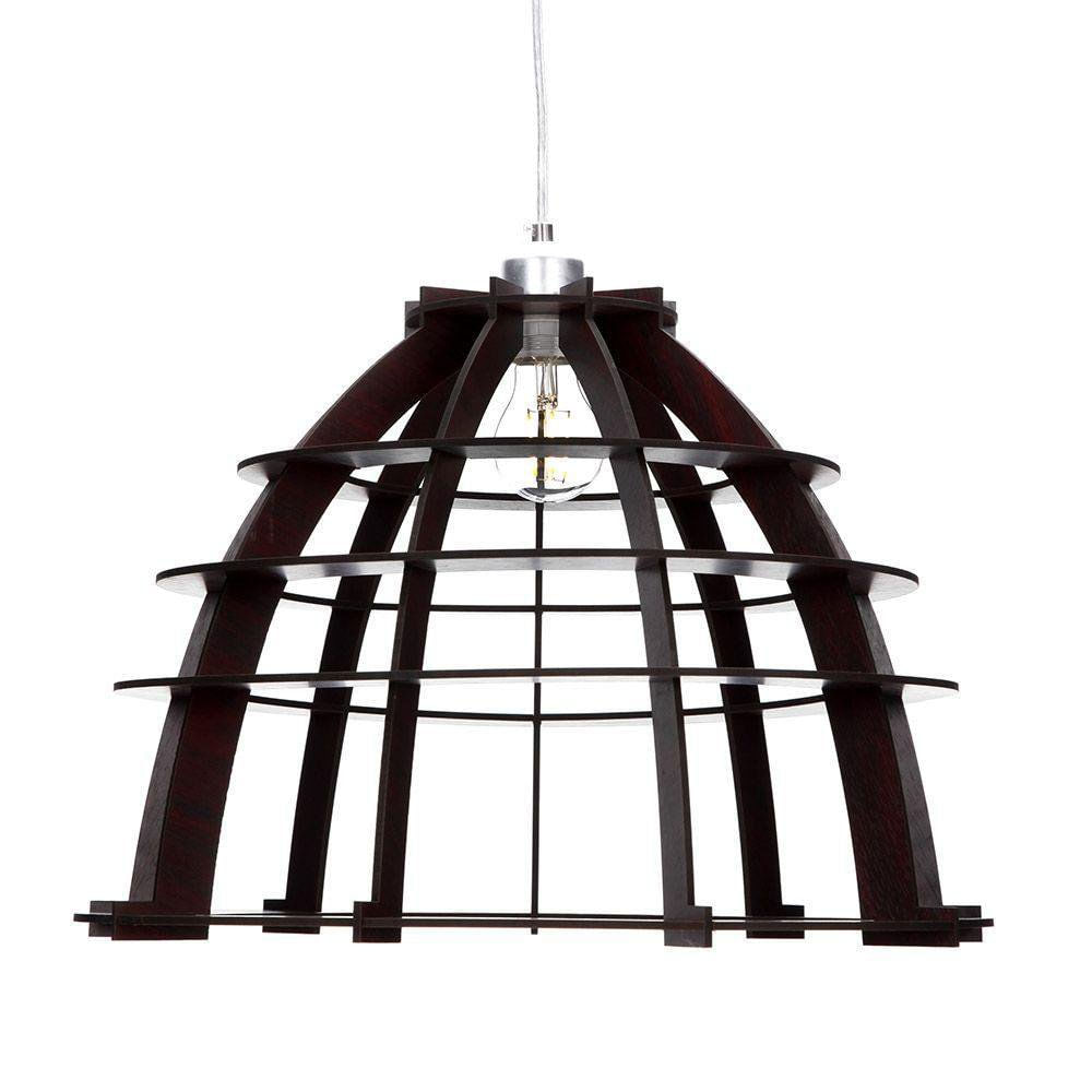 Lámpara Colgante de 1 Luz con Diseño de Madera Café Oscuro E27 60W