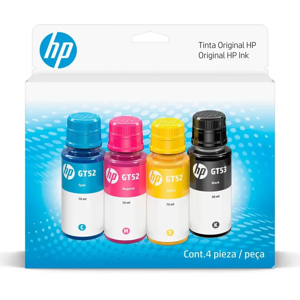 Tinta HP GT52/GT53 Original en Kit de 4 Colores 70ml/90ml